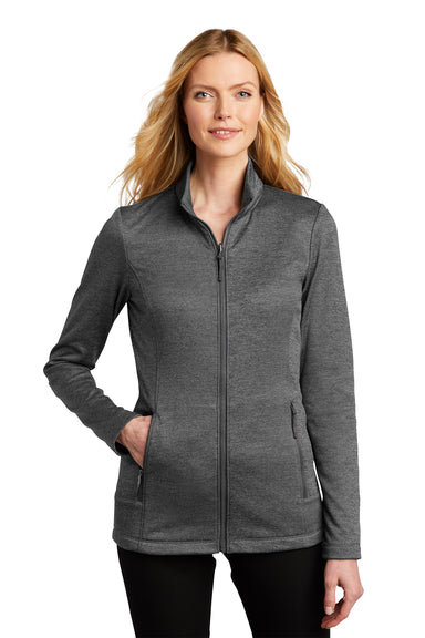 Port Authority Womens Collective Striated Full Zip Fleece Jacket Heather Sterling Grey Front