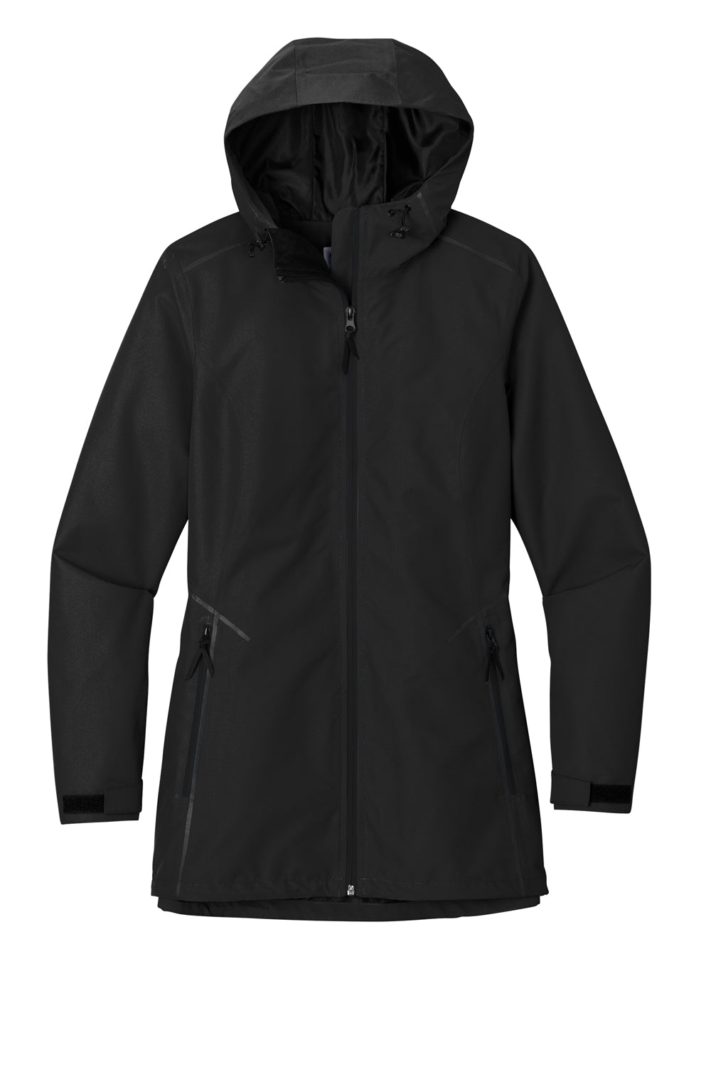 Port Authority L920 Collective Tech Full Zip Outer Shell Hooded Jacket Deep Black Flat Front