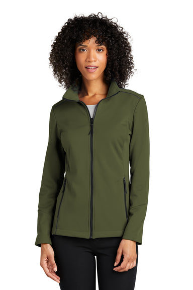 Port Authority L921 Collective Tech Full Zip Soft Shell Jacket Olive Green Front
