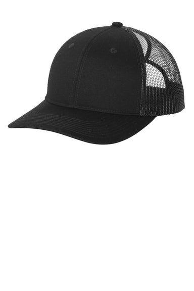 Port Authority Womens Snapback Ponytail Trucker Hat Black Front