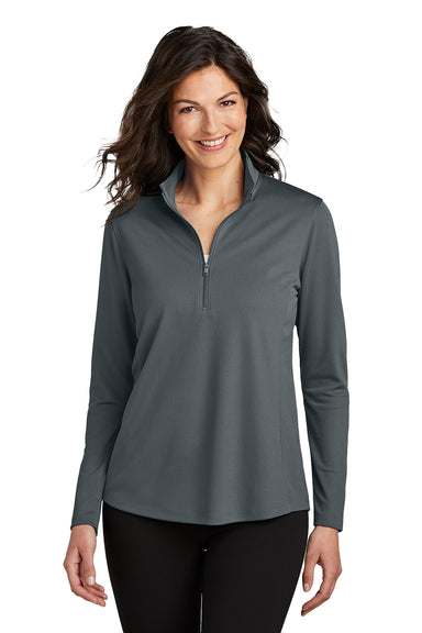 Port Authority LK112 Womens Dry Zone UV Micro Mesh 1/4 Zip Sweatshirt Graphite Grey Front
