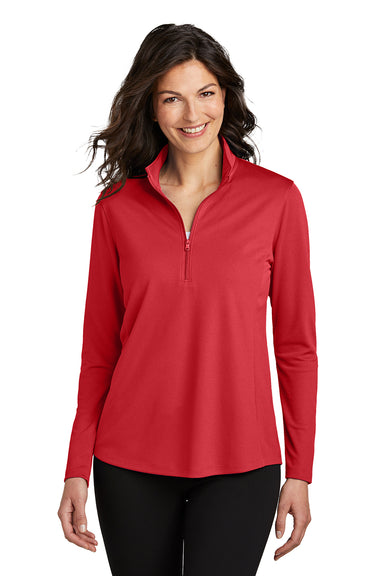 Port Authority LK112 Womens Dry Zone UV Micro Mesh 1/4 Zip Sweatshirt Rich Red Front