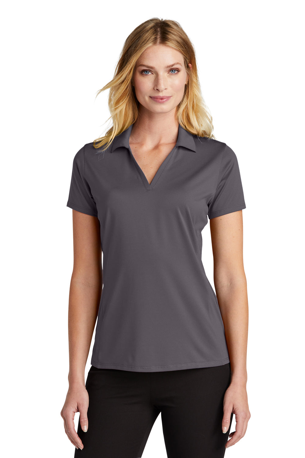 Port Authority LK398 Performance Staff Short Sleeve Polo Shirt Graphite Grey Front