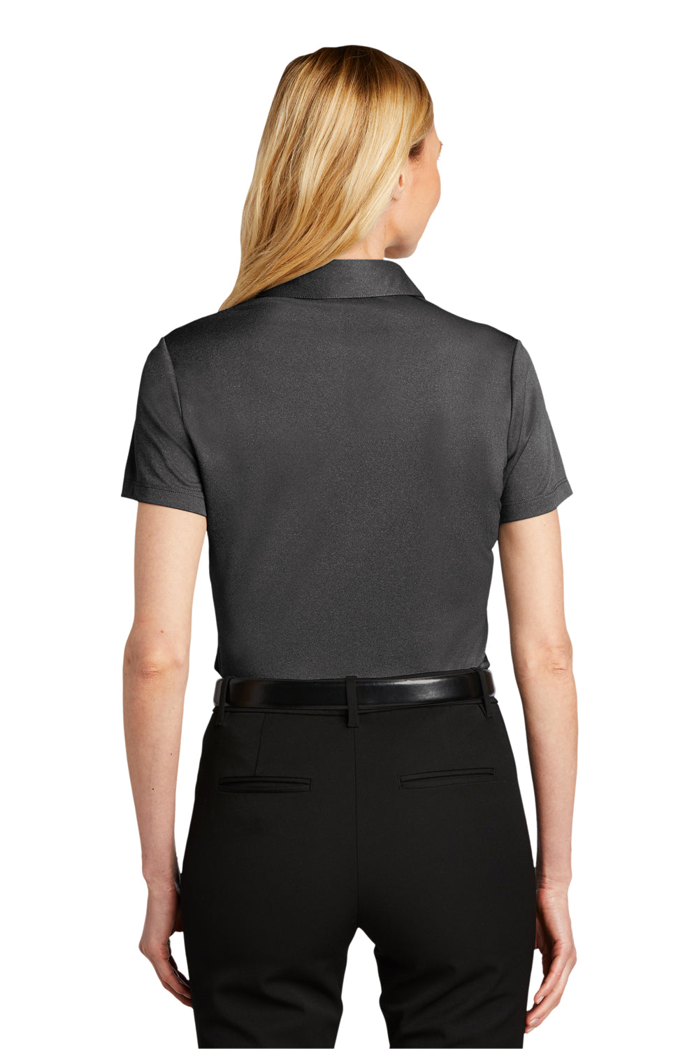 Port Authority Womens Performance Silk Touch Short Sleeve Polo Shirt Heather Black Side