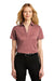 Port Authority Womens Performance Silk Touch Short Sleeve Polo Shirt Heather Garnet Red Front