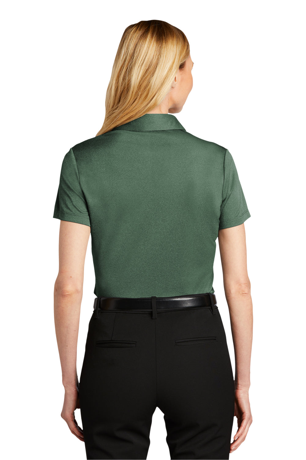 Port Authority Womens Performance Silk Touch Short Sleeve Polo Shirt Heather Green Glen Side
