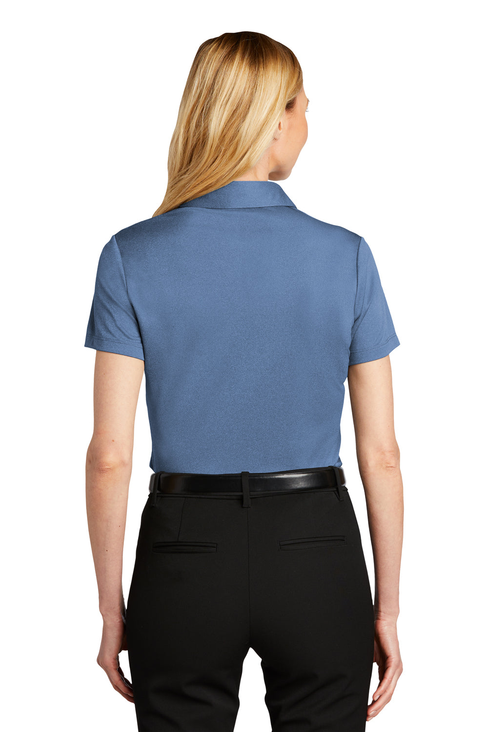 Port Authority Womens Performance Silk Touch Short Sleeve Polo Shirt Heather Moonlight Blue Side
