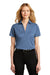 Port Authority Womens Performance Silk Touch Short Sleeve Polo Shirt Heather Moonlight Blue Front