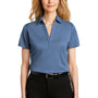 Port Authority Womens Silk Touch Performance Moisture Wicking Short Sleeve Polo Shirt - Heather Moonlight Blue