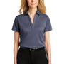 Port Authority Womens Silk Touch Performance Moisture Wicking Short Sleeve Polo Shirt - Heather Navy Blue