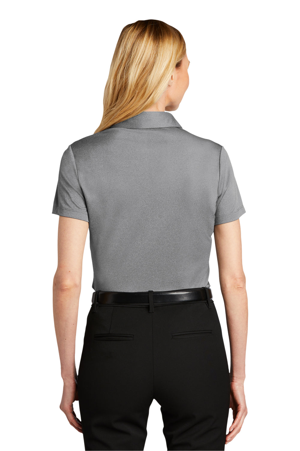 Port Authority Womens Performance Silk Touch Short Sleeve Polo Shirt Heather Shadow Grey Side