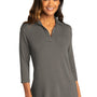 Port Authority Womens Luxe Knit 3/4 Sleeve Polo Shirt - Sterling Grey