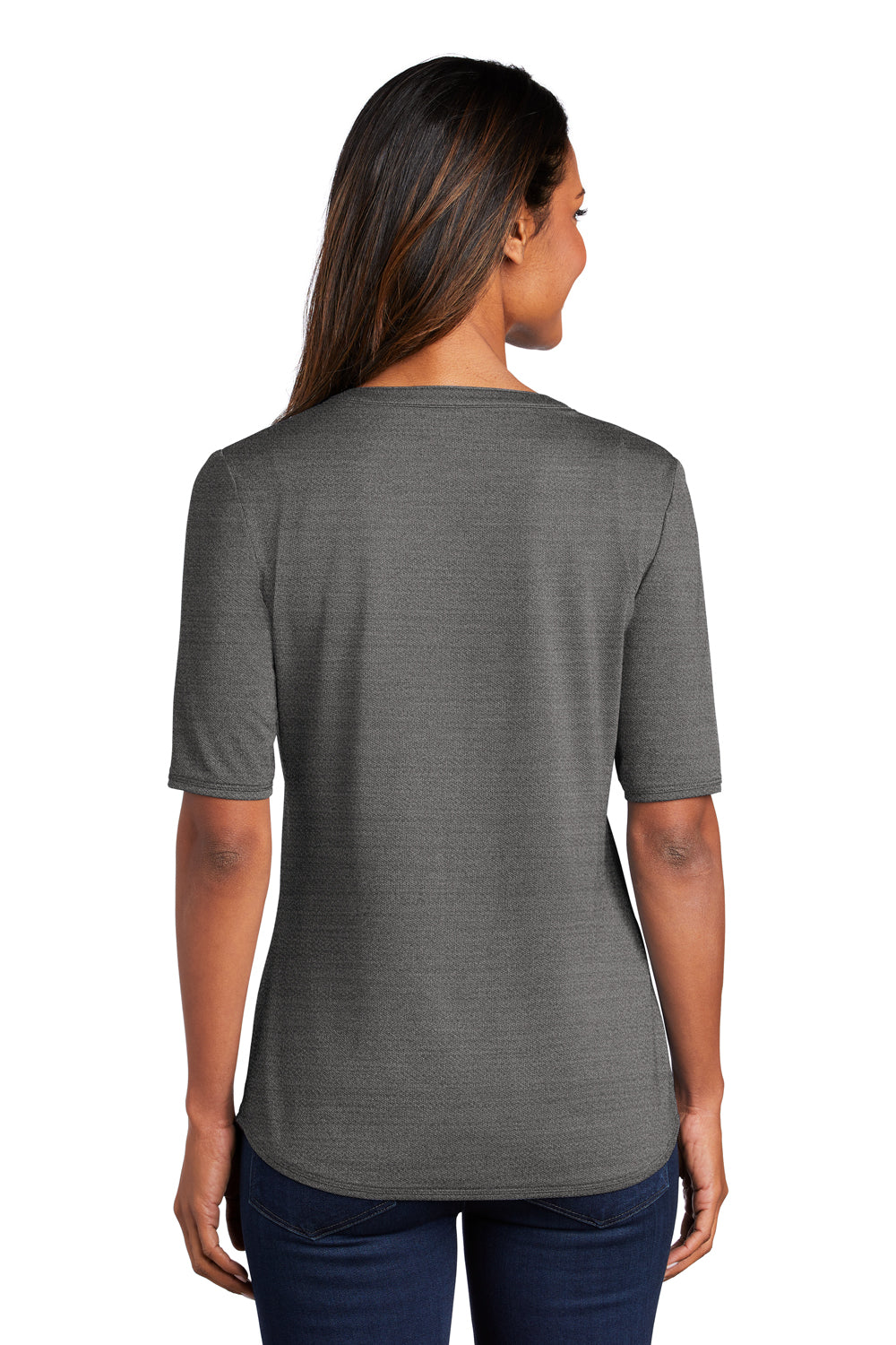 Port Authority Womens Stretch Short Sleeve Polo Shirt Black/Thunder Grey Side