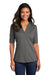 Port Authority Womens Stretch Short Sleeve Polo Shirt Black/Thunder Grey Front