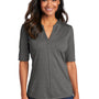 Port Authority Womens Moisture Wicking Short Sleeve Polo Shirt - Black/Thunder Grey