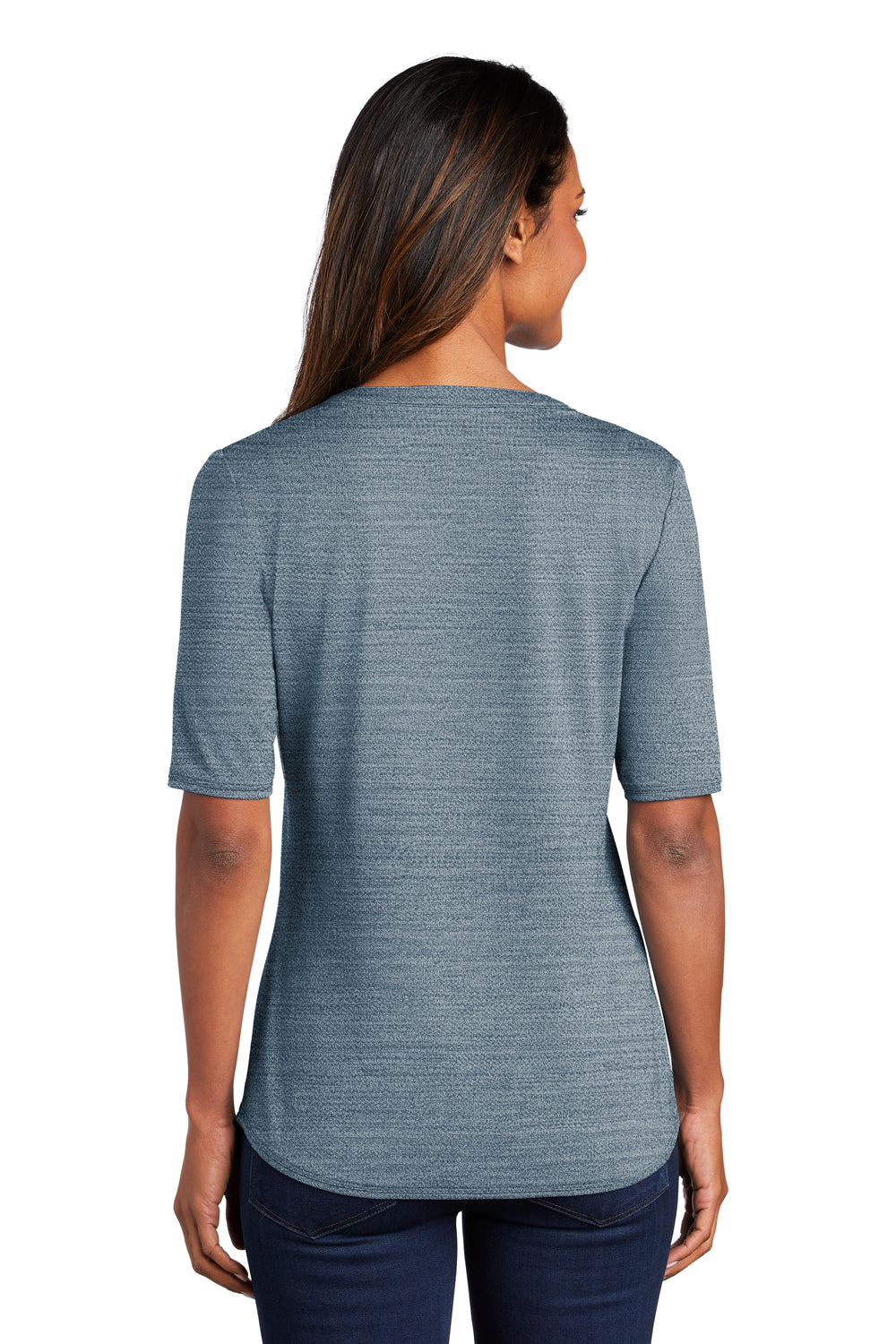 Port Authority Womens Stretch Short Sleeve Polo Shirt Regatta Blue/Gusty Grey Side