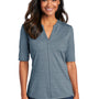 Port Authority Womens Moisture Wicking Short Sleeve Polo Shirt - Regatta Blue/Gusty Grey