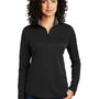 Port Authority Womens Silk Touch Performance Moisture Wicking 1/4 Zip Sweatshirt - Black/Steel Grey