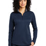 Port Authority Womens Silk Touch Performance Moisture Wicking 1/4 Zip Sweatshirt - Navy Blue/Steel Grey