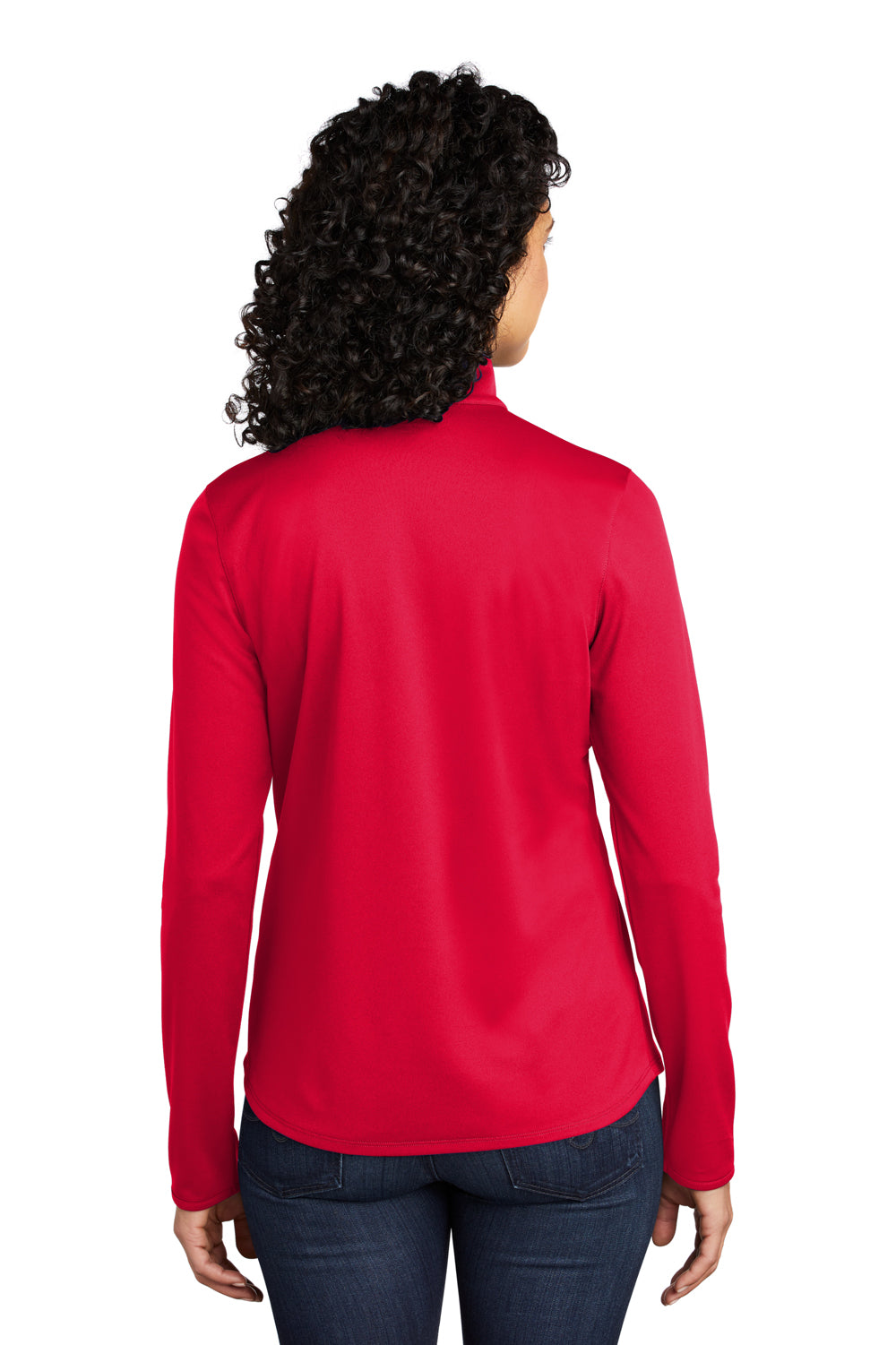 Port Authority Womens Performance Silk Touch 1/4 Zip Sweatshirt Red/Black Side