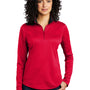 Port Authority Womens Silk Touch Performance Moisture Wicking 1/4 Zip Sweatshirt - Red/Black