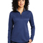 Port Authority Womens Silk Touch Performance Moisture Wicking 1/4 Zip Sweatshirt - Royal Blue/Steel Grey