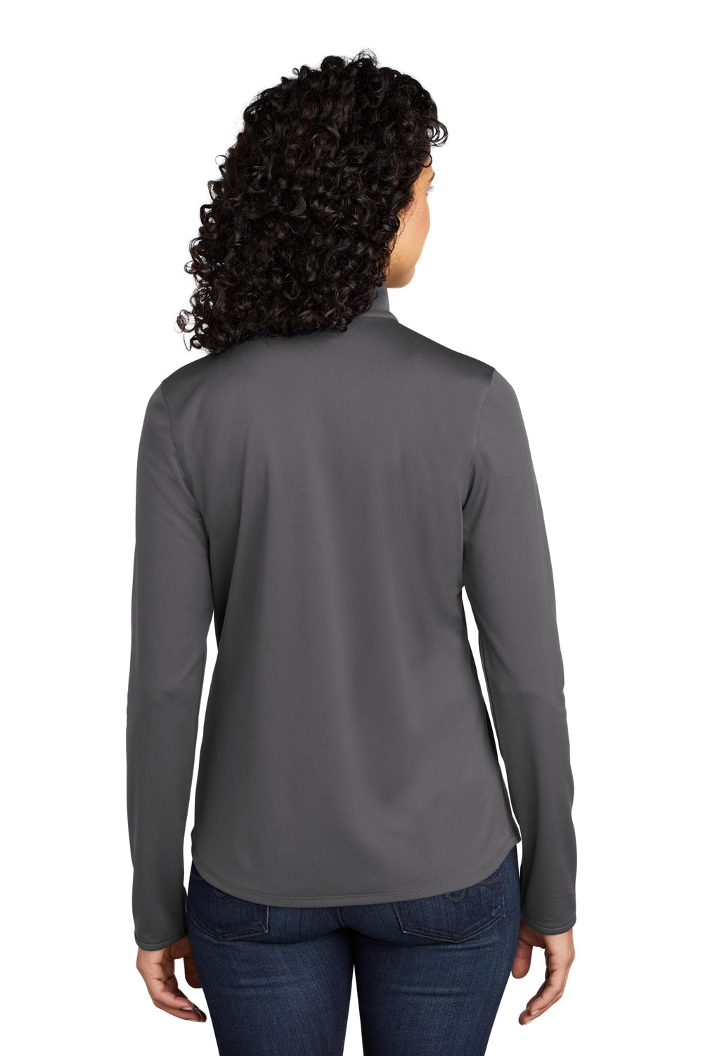 Port Authority Womens Performance Silk Touch 1/4 Zip Sweatshirt Steel Grey/Black Side