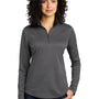 Port Authority Womens Silk Touch Performance Moisture Wicking 1/4 Zip Sweatshirt - Steel Grey/Black