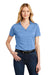 Port Authority Womens Shadow Stripe Short Sleeve Polo Shirt Carolina Blue Front