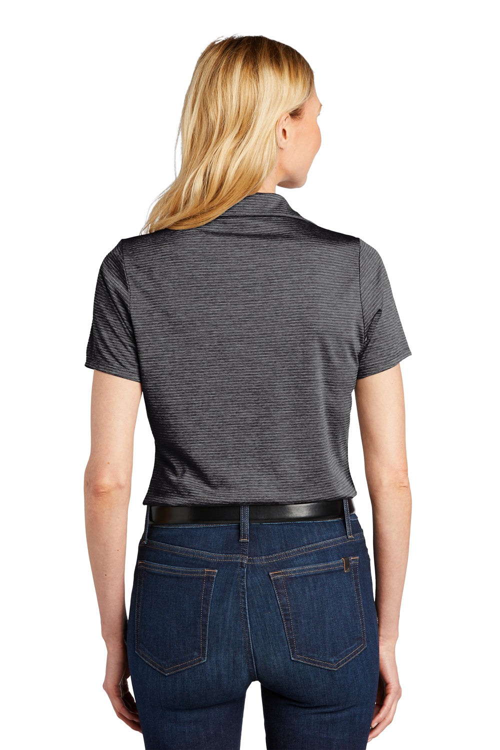 Port Authority Womens Shadow Stripe Short Sleeve Polo Shirt Deep Black Side