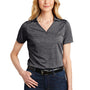 Port Authority Womens Moisture Wicking Shadow Stripe Short Sleeve Polo Shirt - Deep Black