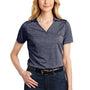 Port Authority Womens Moisture Wicking Shadow Stripe Short Sleeve Polo Shirt - River Navy Blue