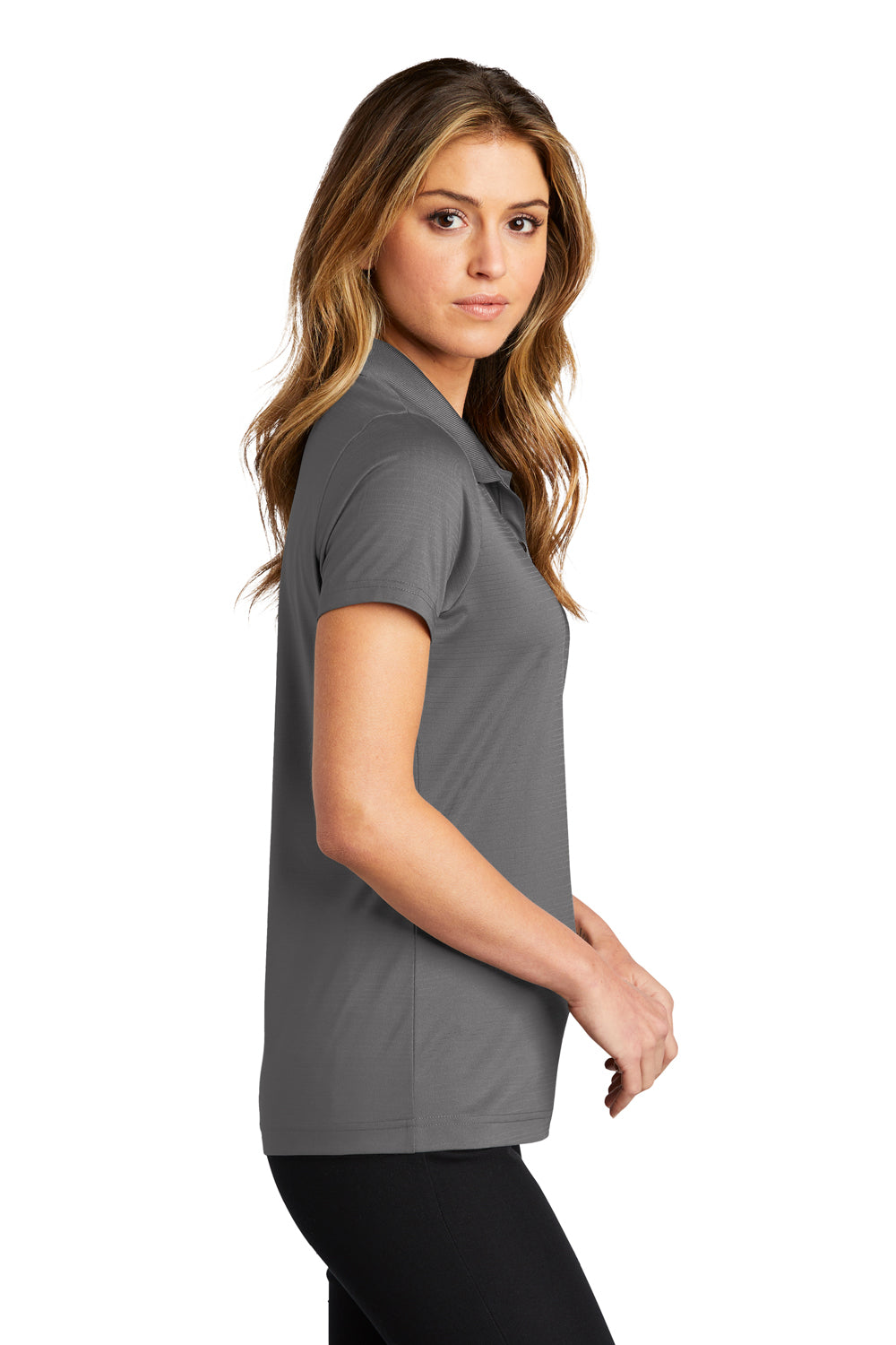 Port Authority Womens Eclipse Stretch Short Sleeve Polo Shirt Shadow Grey Side
