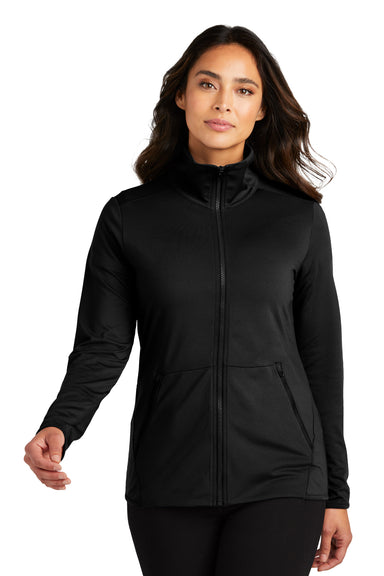 Port Authority LK595 Womens Accord Stretch Fleece Full Zip Jacket Black Front
