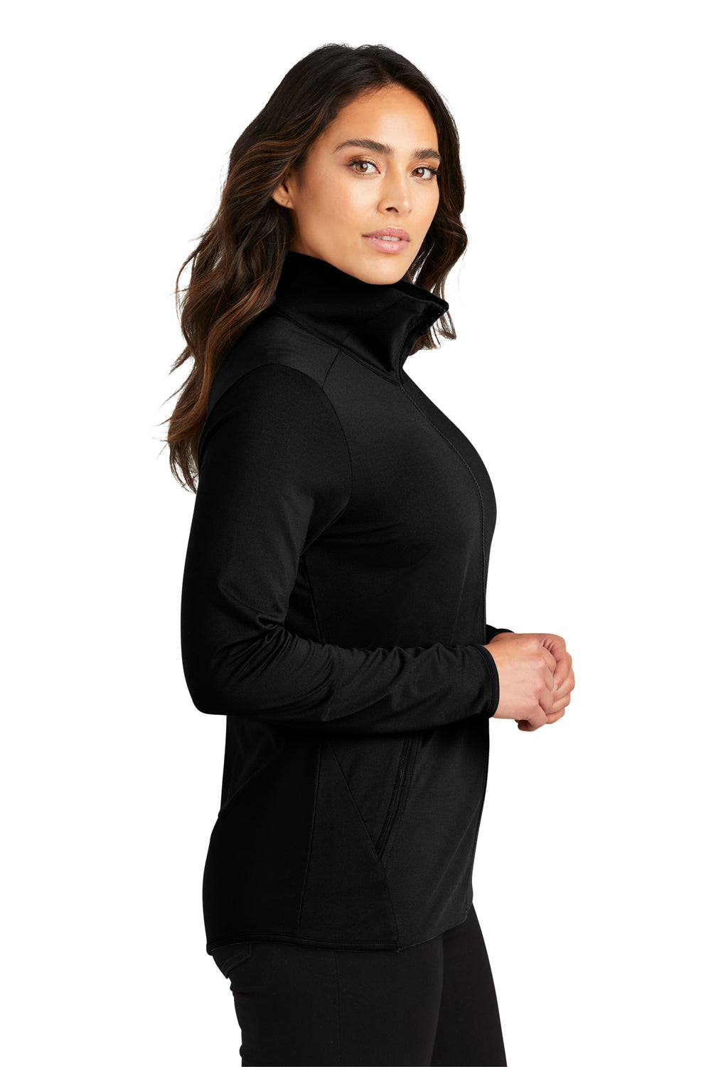 Port Authority LK595 Womens Accord Stretch Fleece Full Zip Jacket Black Side