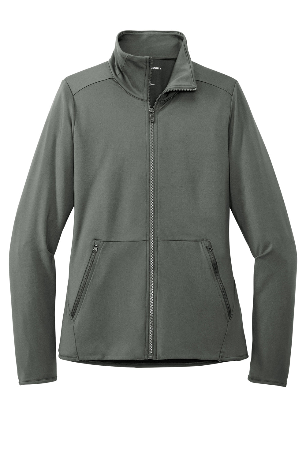 Port Authority LK595 Womens Accord Stretch Fleece Full Zip Jacket Pewter Grey Flat Front