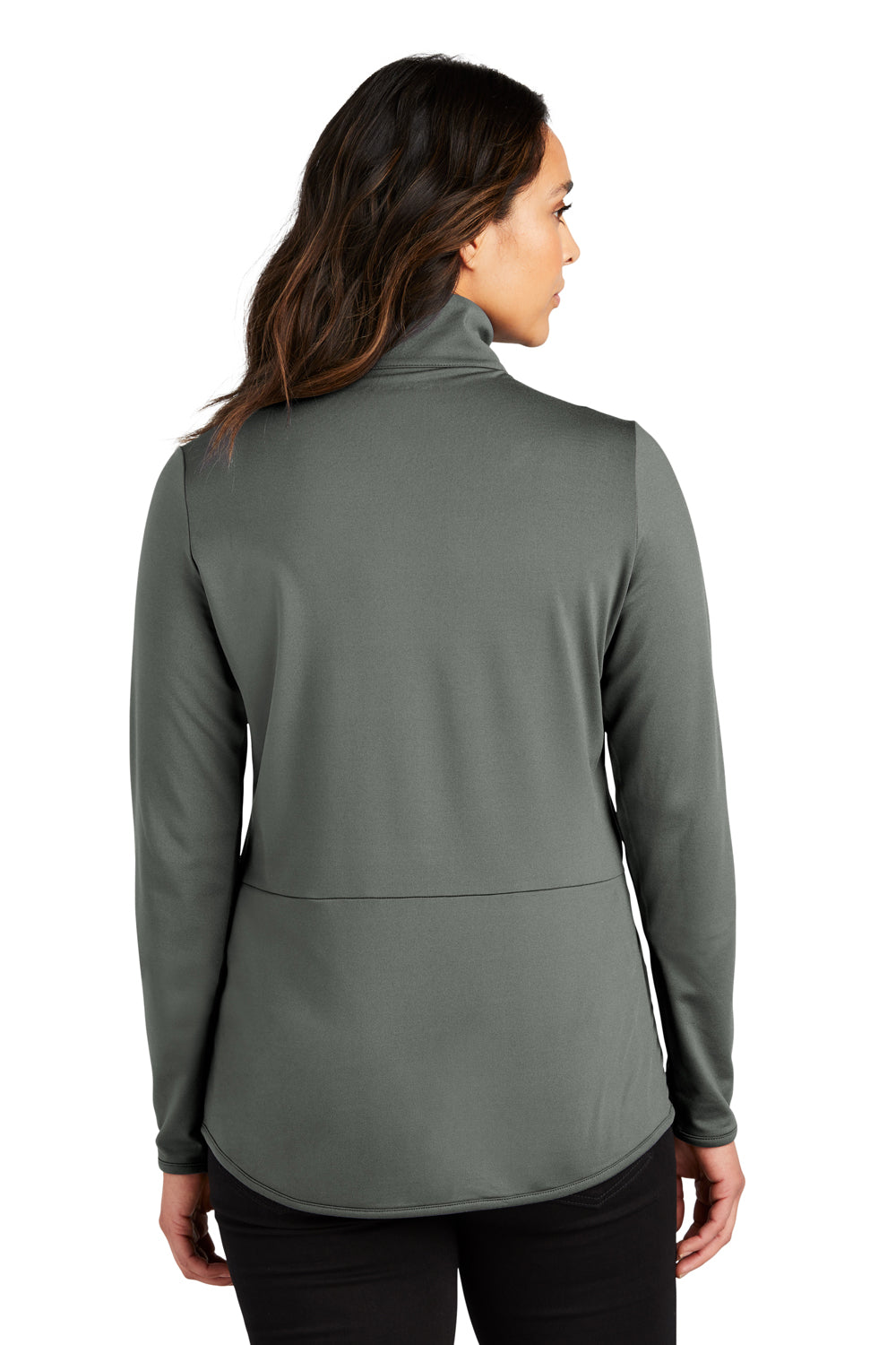 Port Authority LK595 Womens Accord Stretch Fleece Full Zip Jacket Pewter Grey Back