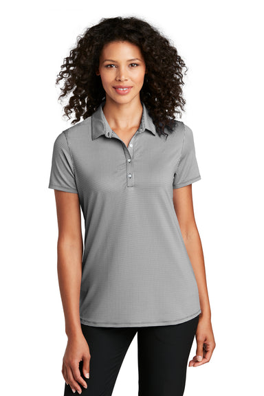 Port Authority Womens Gingham Short Sleeve Polo Shirt Black/White Front