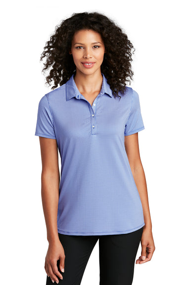 Port Authority Womens Gingham Short Sleeve Polo Shirt True Royal Blue/White Front
