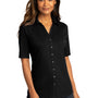 Port Authority Womens City Moisture Wicking Short Sleeve Button Down Shirt - Black