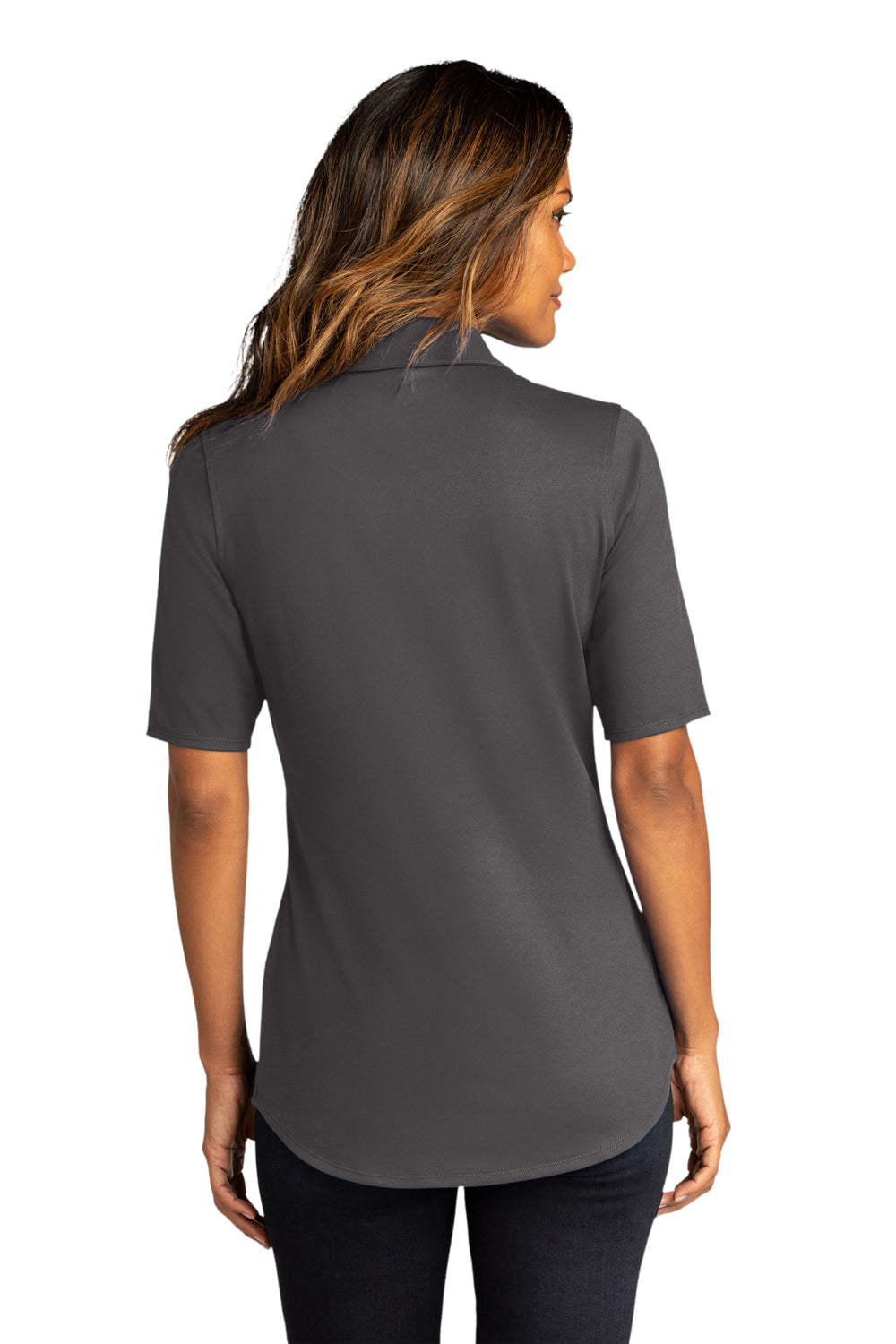 Port Authority Womens City Stretch Short Sleeve Button Down Shirt Graphite Grey Side