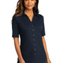 Port Authority Womens City Moisture Wicking Short Sleeve Button Down Shirt - River Navy Blue