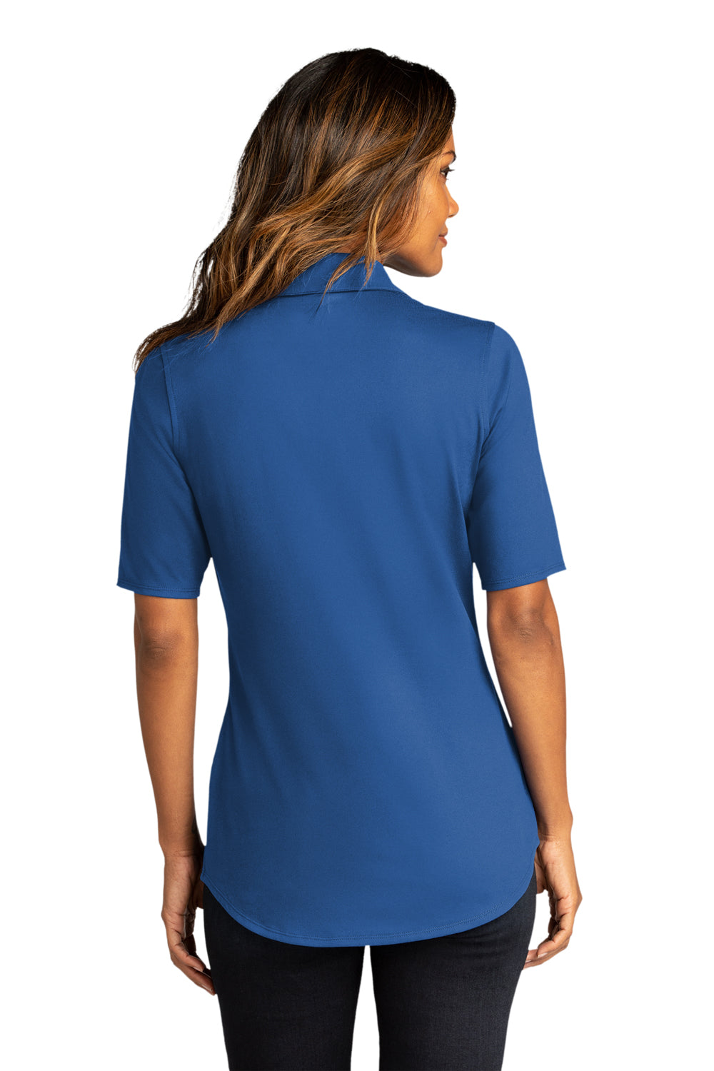 Port Authority Womens City Stretch Short Sleeve Button Down Shirt True Blue Side