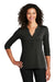 Port Authority Womens Choice 3/4 Sleeve Polo Shirt Black Front