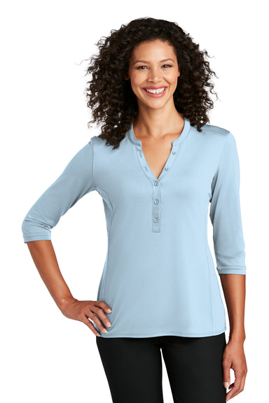 Port Authority Womens Choice 3/4 Sleeve Polo Shirt Cloud Blue Front