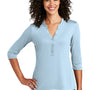 Port Authority Womens Moisture Wicking 3/4 Sleeve Polo Shirt - Cloud Blue