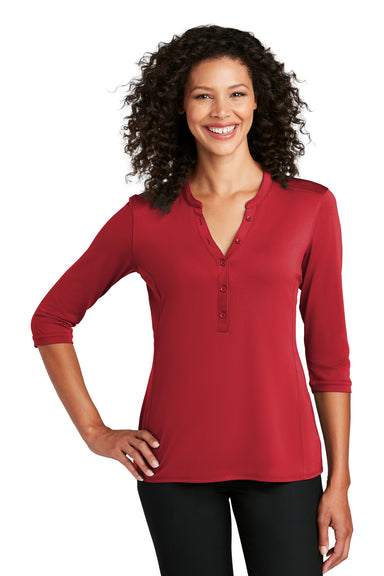 Port Authority Womens Choice 3/4 Sleeve Polo Shirt Rich Red Front