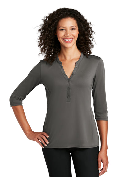 Port Authority Womens Choice 3/4 Sleeve Polo Shirt Sterling Grey Front