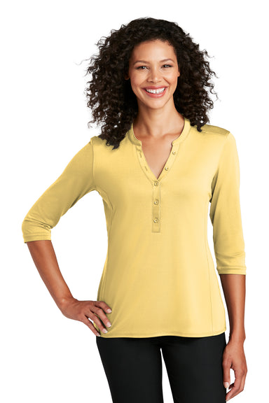 Port Authority Womens Choice 3/4 Sleeve Polo Shirt Sunbeam Yellow Front