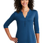 Port Authority Womens Moisture Wicking 3/4 Sleeve Polo Shirt - True Blue